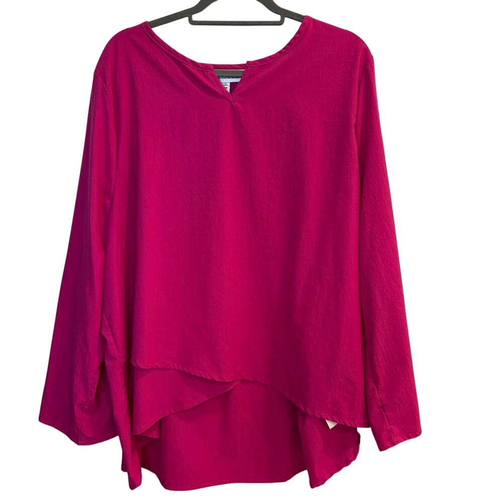 Coolibar Sun Protection Pink Layered Hem Split V Neck Tunic Top Plus Size 3X